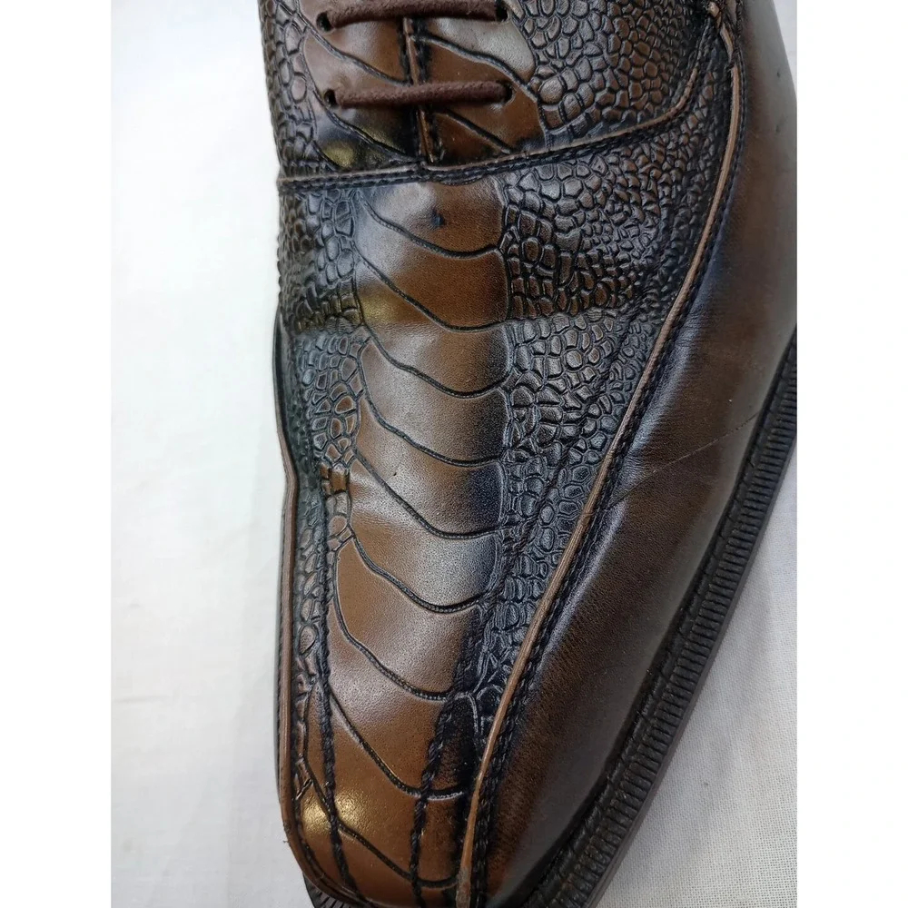 Antonio Cerrelli Men's 6424 Faux Leather Lace Up Dress Size 12 Shoes Brown Taupe